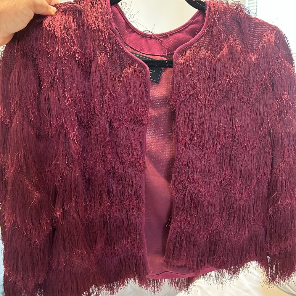BCBG Cropped Shaggy blazer